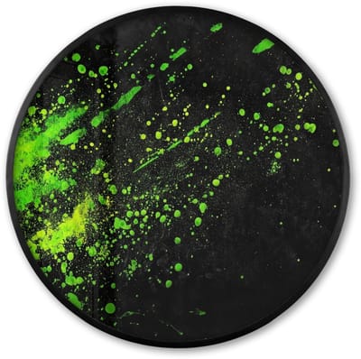 Poster in lijst Rond - Fotolijst 60x60 cm - Posters - Gaming - Spetters - Groen - Chaotisch - Groen - Ronde posterlijst zwart - Decoratie - Wanddecoratie woonkamer - Muurdecoratie slaapkamer