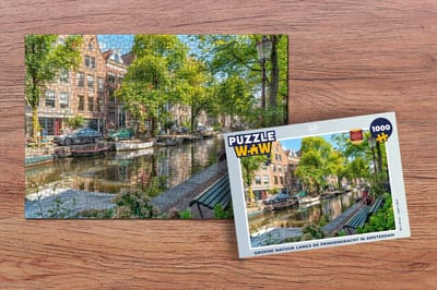 Puzzel Groene natuur langs de Prinsengracht in Amsterdam - Legpuzzel - Puzzel 1000 stukjes volwassenen