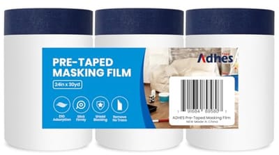 Afdekfolie met plakband - 600 mm x 27 m - 3 Rollen - Bescherming voor Schilderwerk en Meubels