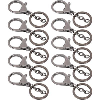 10 stuks Sleutelhanger Plating Niet-vervagend Eenvoudige Sleutelhanger Tasgesp Karabijnhaak Haak(Antiek messing ) grijze kleur