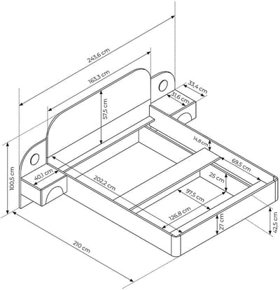 Vente-unique Bedframe hout beige 160 x 200 cm