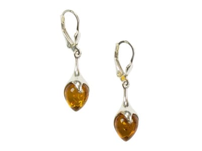 Zilveren oorbellen met sluiting Amber / Barnsteen 925 zilver