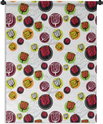 Wandkleed - Wanddoek - Tulp - Bloemen - Patronen - 150x200 cm - Wandtapijt