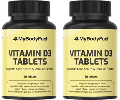 MyBodyFuel - Vitamine D3 Tabletten - 25 µg (1000 IE) - 2 Pack (120 Tabletten) - Vitamine D voor Volwassenen