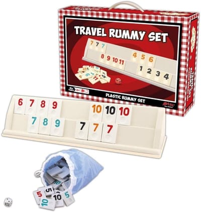 Reis Rummikub - Stenen spel - Familie spel - Compact formaat - 4 spelers - Blauw wit