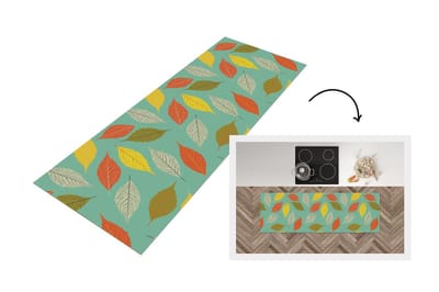 Keukenloper - Loper keuken - Bladeren - Herfst - Vintage - Pastel - Patroon - 150x50 cm - Keukenloper vinyl