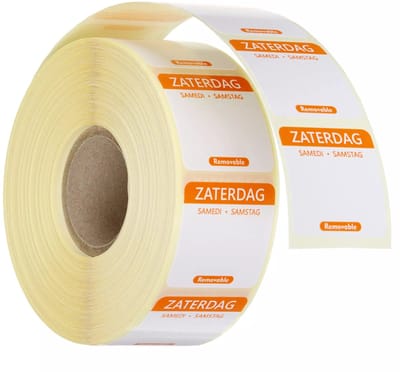 HENDI Herbruikbare voedselveiligheid dagstickers zaterdag oranje 25x25 mm met notitieruimte kleurgecodeerd 1000 per rol