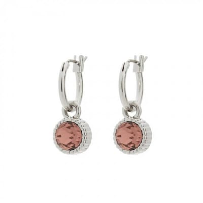 Biba Hang Oorbellen Zilver met Swarovski Steentje Blush Rose