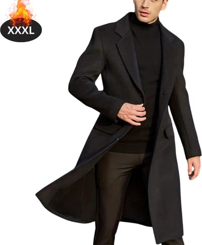 Livano Mantel Heren - Tussenmantel - Jas - Mantelpakje - Trenchcoat - Overjas - Overcoat - Winter - Zwart - XXXL