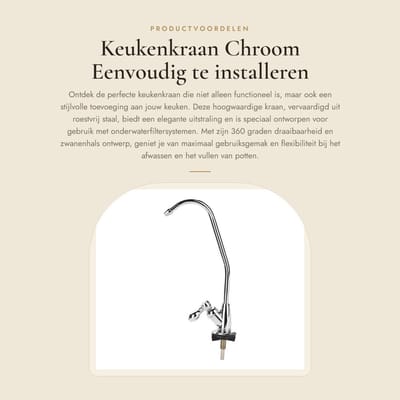 Dailygoods- Keukenkraan Hoogwaardige Kwaliteit - Zwanenhals - 360 Graden Draaibaar - Zinklegering - Waterkraan Onderwaterfiltersysteem - Stijlvol Design