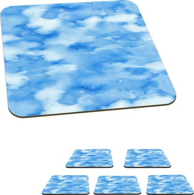 Onderzetters voor glazen - Waterverf - Abstract - Blauw - Patronen - 10x10 cm - Glasonderzetters - 6 stuks
