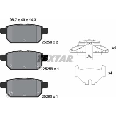 Remblokset TEXTAR 2525801, achter