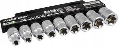 Stalco TORX dopsleutelset 1/2" E10-E24, 9-delig