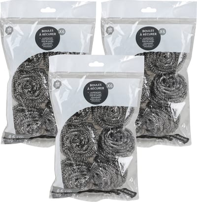 Urban Living Schuursponsjes - RVS - 18x - pannenspons - 6 cm - zilver - schoonmaken - scrubben