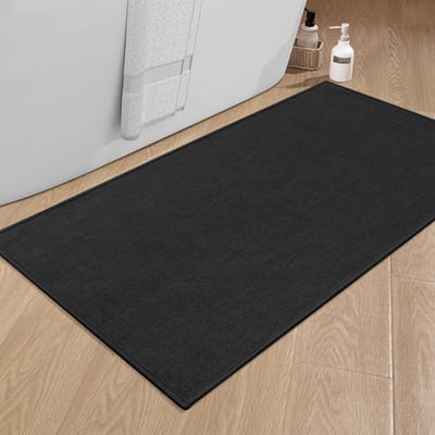 Badmat 60 x 120 cm antislip badematte met rubber achterkant wasbare badmat badvoorlegger badtapijt badkamer douchemat zwart
