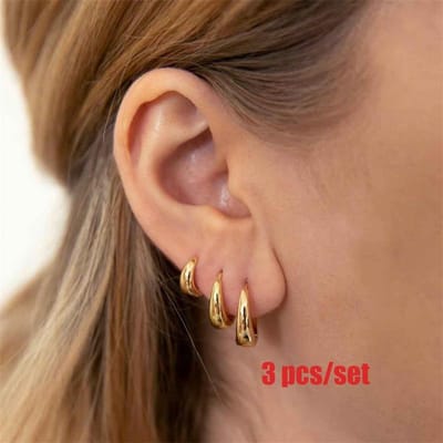6 Stuks/Set Roestvrij Staal Minimalistische Huggie Hoepel Oorbellen Voor Vrouwen Eenvoudige Metalen Cirkel Kleine Oorbellen Punk Unisex Rock Sieraden brown