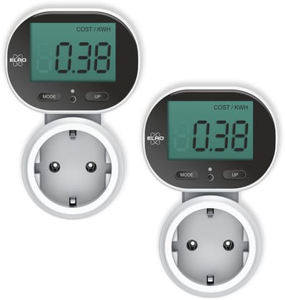 2-Pack ELRO EM5000 Plug-in Energiemeter | Inzicht in Energieverbruik en Kosten | Kantelbaar Display | tot 3600W