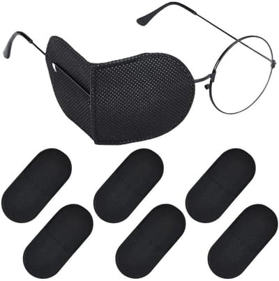 Dailygoods - Ooglapje - Herbruikbare ooglapjes voor amblyopie - 12 stuks - Zwart - Voor volwassenen en peuters - Ondersteuning na operatie