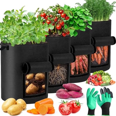Plantzakken - 2 Stuks - Plantzakken van 10 Gallon - 35*40 cm - Geschikt om te Planten op Balkons en Terrassen - Zwart