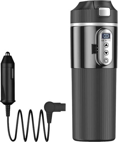 Elektrische Autokop - Reis Waterkoker - Warme Drankjes Maken - Veilig Morsvrij Ontwerp - 500 ml Capaciteit - Zwart