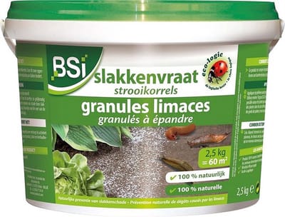 BSI – Slakkenkorrels – Slakkenvraat - Natuurlijk Strooigranulaat – Bescherming rond Planten - 2,5kg voor 60m²