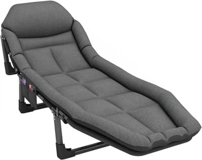 Campingbedje - Opklapbed Ligstoel - Kamperen Ontspannen - Met Matras - 200x65x32cm - Grijs