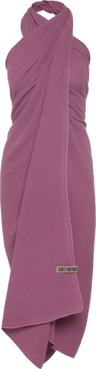 Knit Factory Liv Pareo - XL Sjaal - Sarong - Stranddoek - Strandlaken - Strandjurk voor Dames - Violet - Duurzaam & Milieuvriendelijk - 100% Biologisch katoen