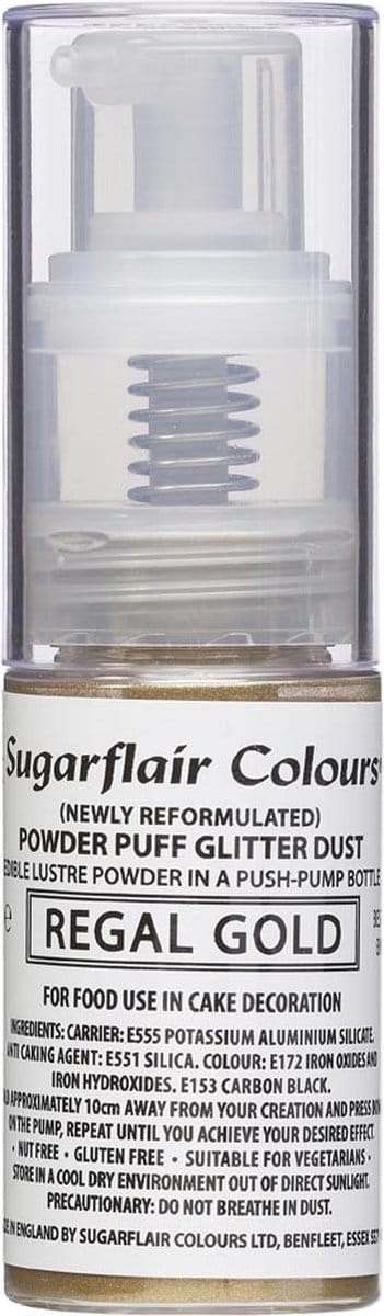 Sugarflair Pump Spray Voedingskleurstof - Glitter Nevel - Koninklijk Goud - 10g