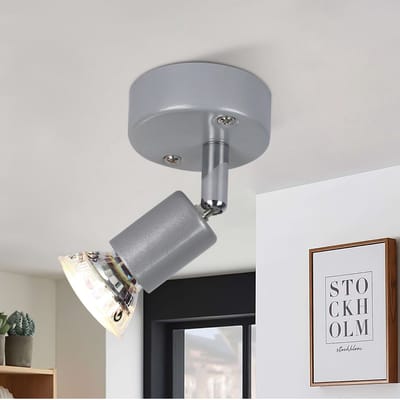 NETTLIFE Opbouwspot GU10 - 1-Lichts - zilver - Vintage Plafondlamp - draaibar Plafondspot - voor Keuken | Hal | Woonkamer - Zonder lamp - L 7cm
