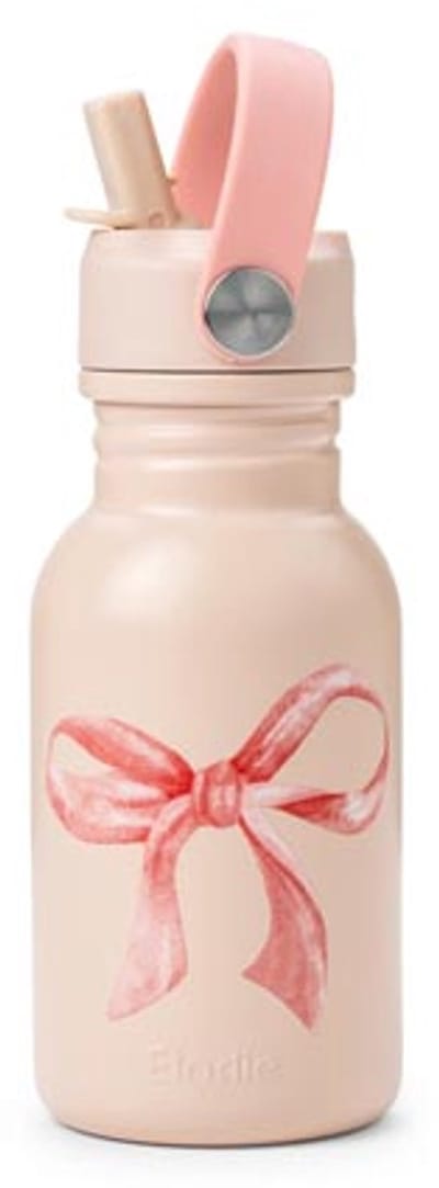 Elodie Water Bottle - Waterfles kinderen - Drinkfles met rietje - Drinkbeker - rvs drinkfles 350ml- Rosy Bow