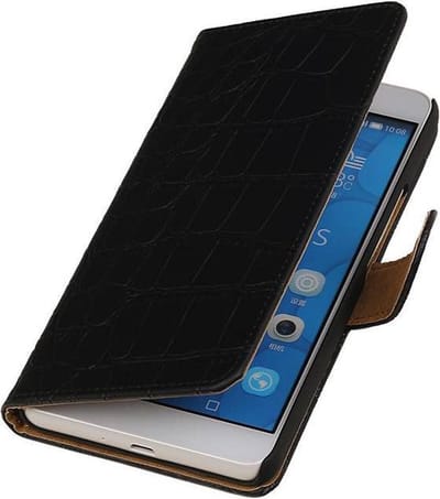 Huawei Honor 7 Croco Zwart Bookstyle Wallet Hoesje - Cover Case Hoes