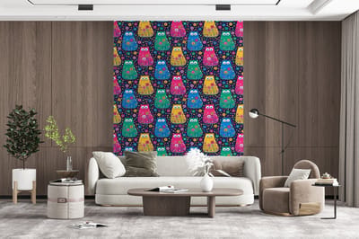 Behang - Fotobehang Kat - Regenboog - Bloemen - Breedte 165 cm x hoogte 220 cm