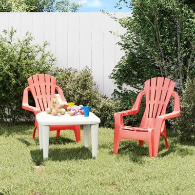 Homgoday Tuinstoelen 2 stuks voor Kinderen Rood 37x34x44 cm PP Houten Look