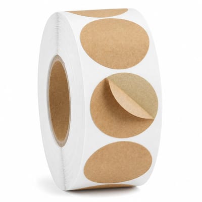 Consumerce® Ronde Cadeaulabels op Rol - 500 Stuks - Kraft Cadeau Stickers - Stippen Etiketten Rond - Cadeaustickers Klein - Kado Labels Karton - Sluitstickers - Cadeau Etiketten - Envelop Sluitzegels - Bedank stickers