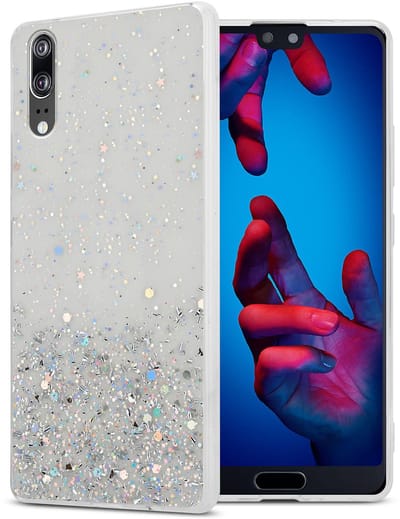 Cadorabo Hoesje geschikt voor Huawei P20 in Transparant met Glitter - Beschermhoes van flexibel TPU silicone met fonkelende glitters Case Cover Etui
