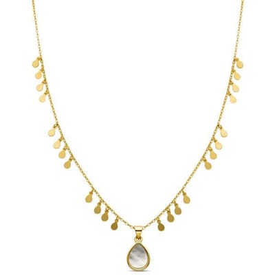 Luxere witte parelmoer collier afgewerkt in 18K geel goud - Lain