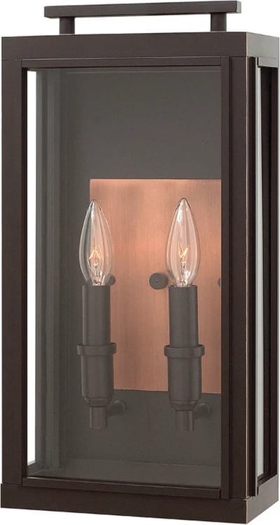Hinkley LED Wand Buitenlamp Sutcliffe | 2X E14 Max 60W | IP44 | Dimbaar | Oil Rubbed Bronze & Copper