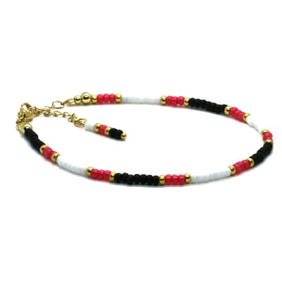 Heaven Eleven - dames - Enkelbandjes - Goud RVS - framboos wit - 3mm - verstelbaar 23cm + 4cm