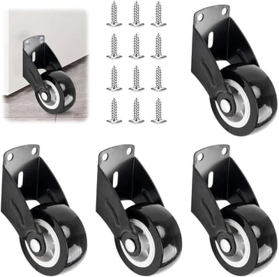 Zware Vervangingswielen voor Meubels, 50 mm Rubber Casters met 12 Schroeven, Geluidsloos en Geen Sporen, Ideaal voor Meubelverplaatsing en Vloerbescherming