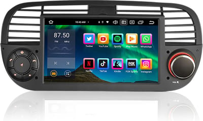 Carplay autoradio voor Fiat 500 | 2007 t/m 2015 | Draadloos Apple Carplay & Android auto | 4GB + 64GB | 8-Core processor | Cartronix | 2025 model | 2007 2008 2009 2010 2011 2012 2013 2014 2015 | Bluetooth & Wifi | Full Touch