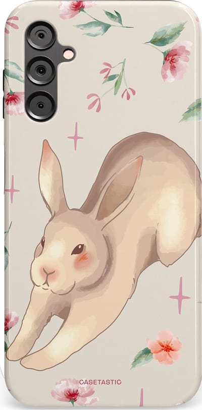Casetastic Hoesje Geschikt voor Samsung A14 (5G/4G) - Stijlvolle Beschermende Duo-layer Case - Lief konijntje