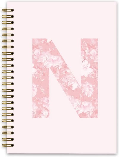 Spiraalnotitieboek Roze Hardcover A5 - Gepersonaliseerd Met Letter (N), Voor Dames en Tienermeisjes