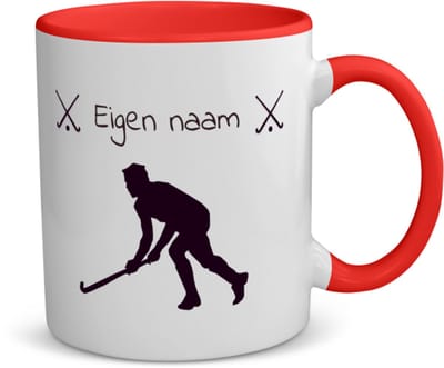 Akyol - hockey met eigen naam - koffiemok - theemok - rood - Hockey - jongens en meisjes - cadeau - verjaardag - geschenk - gepersonaliseerd - 350 ML inhoud