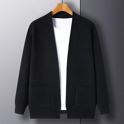Herfst Mannen Trui Vest Gebreide Jas Jonge en Middelbare Leeftijd Mannen Losse Trui Elastische Jas Top 4XL black