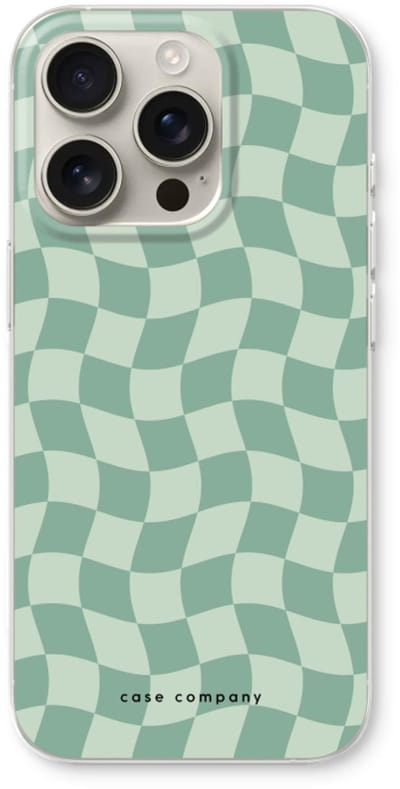 Case Company® - Hoesje geschikt voor iPhone 16 Pro hoesje - Grid Groen - Soft Cover Telefoonhoesje - Bescherming aan alle Kanten en Schermrand