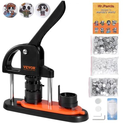 VEVOR knopenmachine knopenmaker machine 32 mm 500 stuks Badgeponsmachine, knopenpers, DIY badgepersmachine knopenbadgemaker voor gepersonaliseerde badges inclusief magisch boek en cirkelsnijder