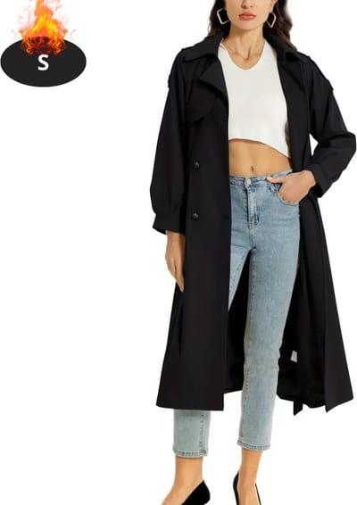 Livano Mantel Dames - Tussenmantel - Jas - Mantelpakje - Trenchcoat - Overjas - Overcoat - Winter - Zwart - S