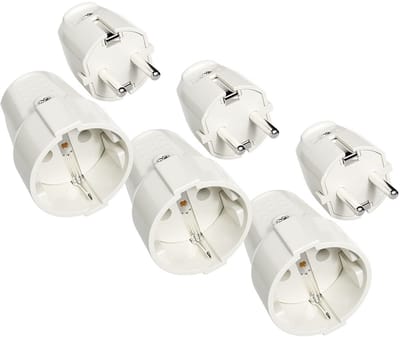 3x Schuko Stekker en Koppeling - Geaarde PVC 2-Polig 230V 16A - Binnengebruik IP20