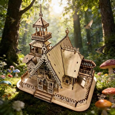 3D Houten Huisje Puzzel DOE-HET-ZELF Miniatuur Kit Handgemaakt Cadeau Woondecoratie Verjaardag / Valentijnsdag Cadeau wit