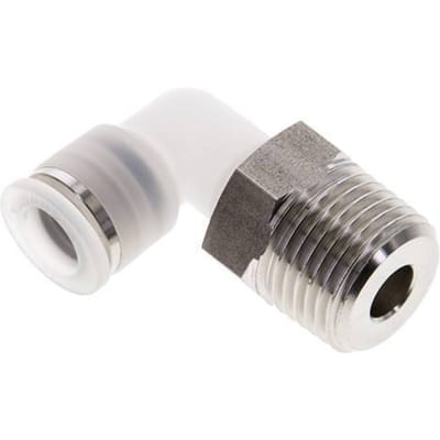 10mm x R1/2'' 90 graden L-verbinding PA/RVS Insteekfitting Buitendraad Draaibaar EPDM/PTFE